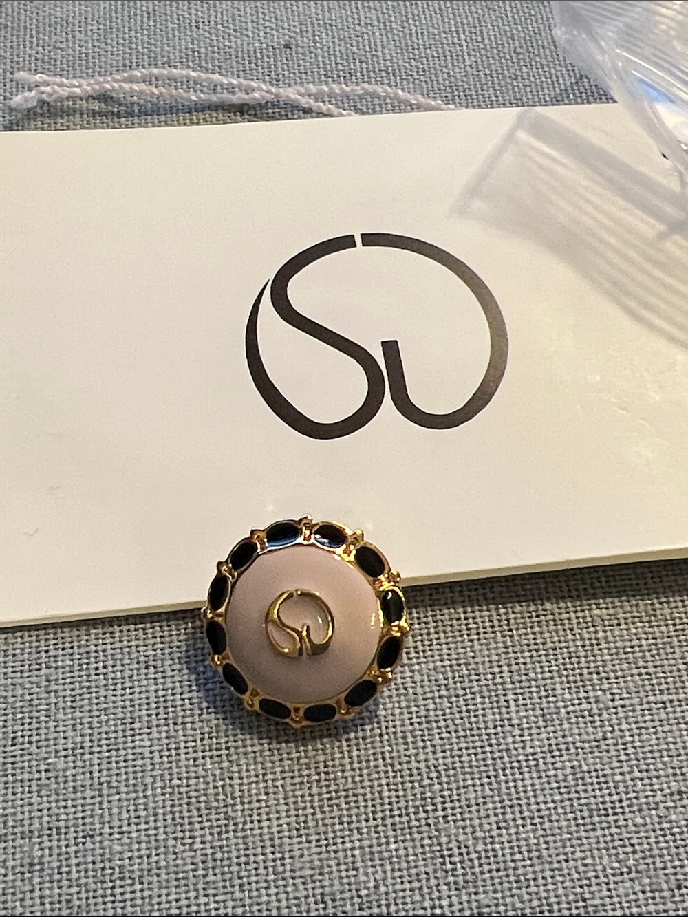 St John Lilac and Black Gold-Trim Button